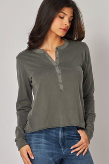 Long Sleeve Henley - Dark Forest