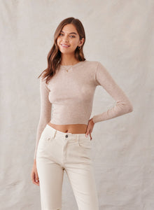 Long Sleeve Crew Neck Sweater - Heather Oat Web Did Not Order