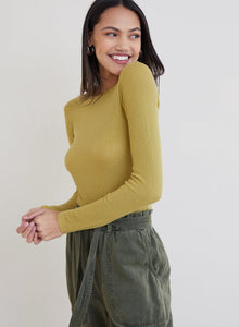 Mazzy Long Sleeve Crew Neck Sweater- Golden Spruce