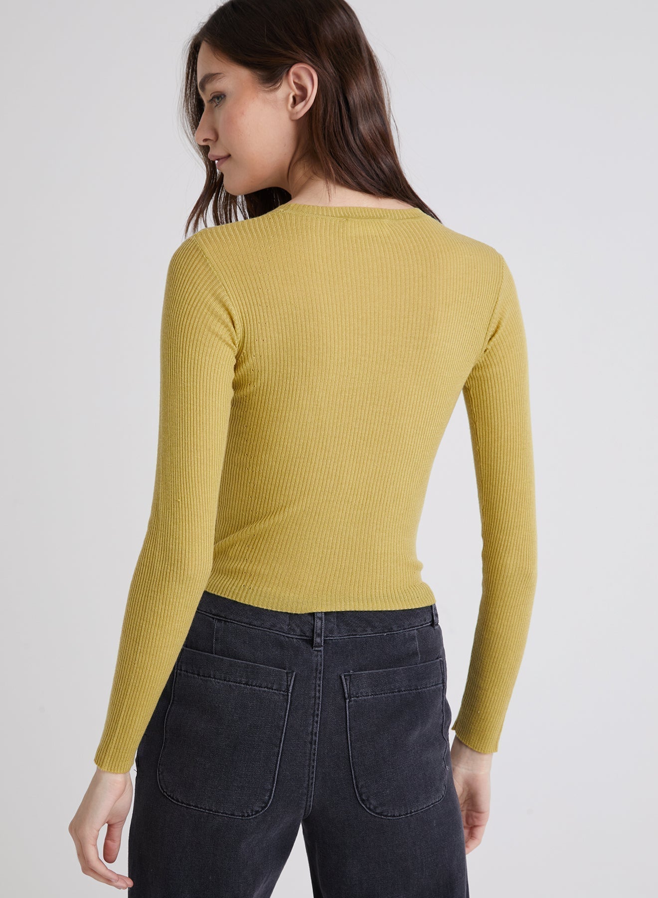 Mazzy Long Sleeve Crew Neck Sweater- Golden Spruce