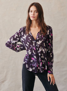 Long Sleeve Clean Shirt | Floral Plum Print