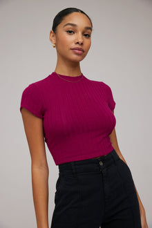 Capsleeve Crew Tee - Dark Fuchsia