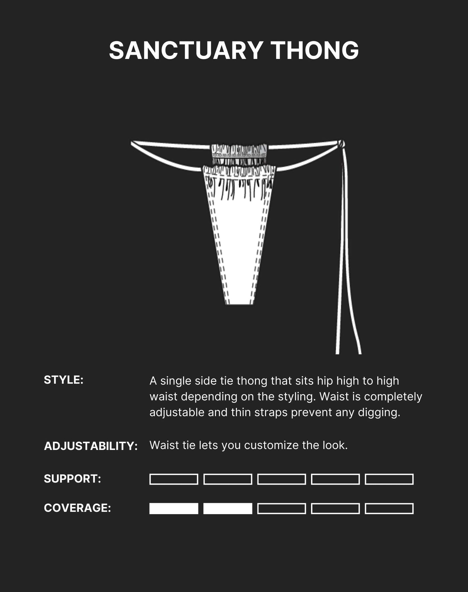 Sanctuary Tassel Thong Bikini Bottom | Dark Seas Black