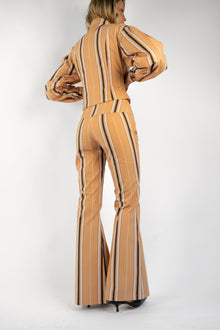 Tilly Cotton Trouser | Camel Striped
