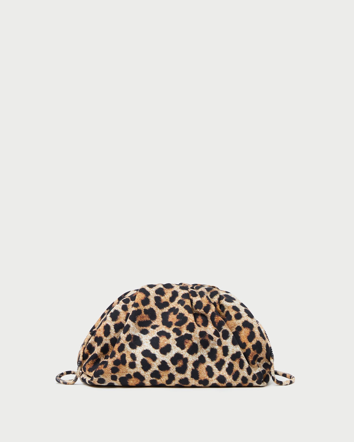 Bailey Leopard Jersey Dome Clutch in leopard print jersey fabric.