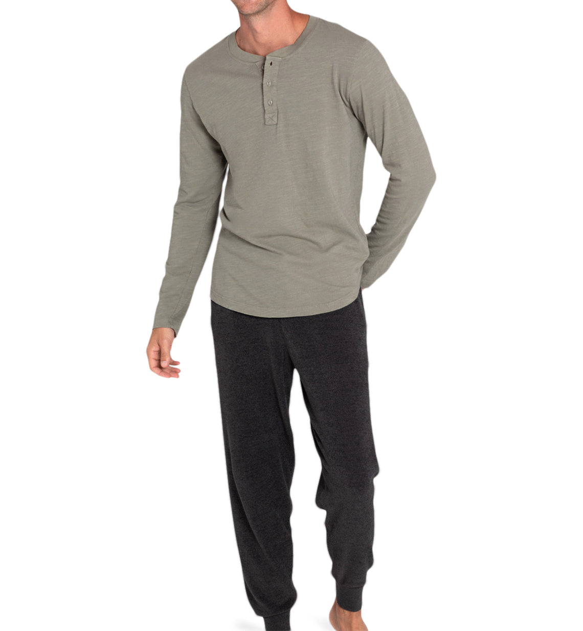 Malibu Collection Men's Henley W/ Placket | Eucalyptus