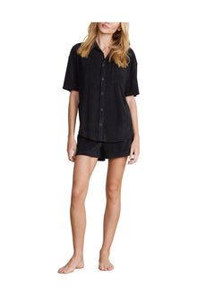 Womens | Cozyterry Button Down Shirt | Black