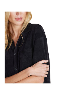 Womens | Cozyterry Button Down Shirt | Black