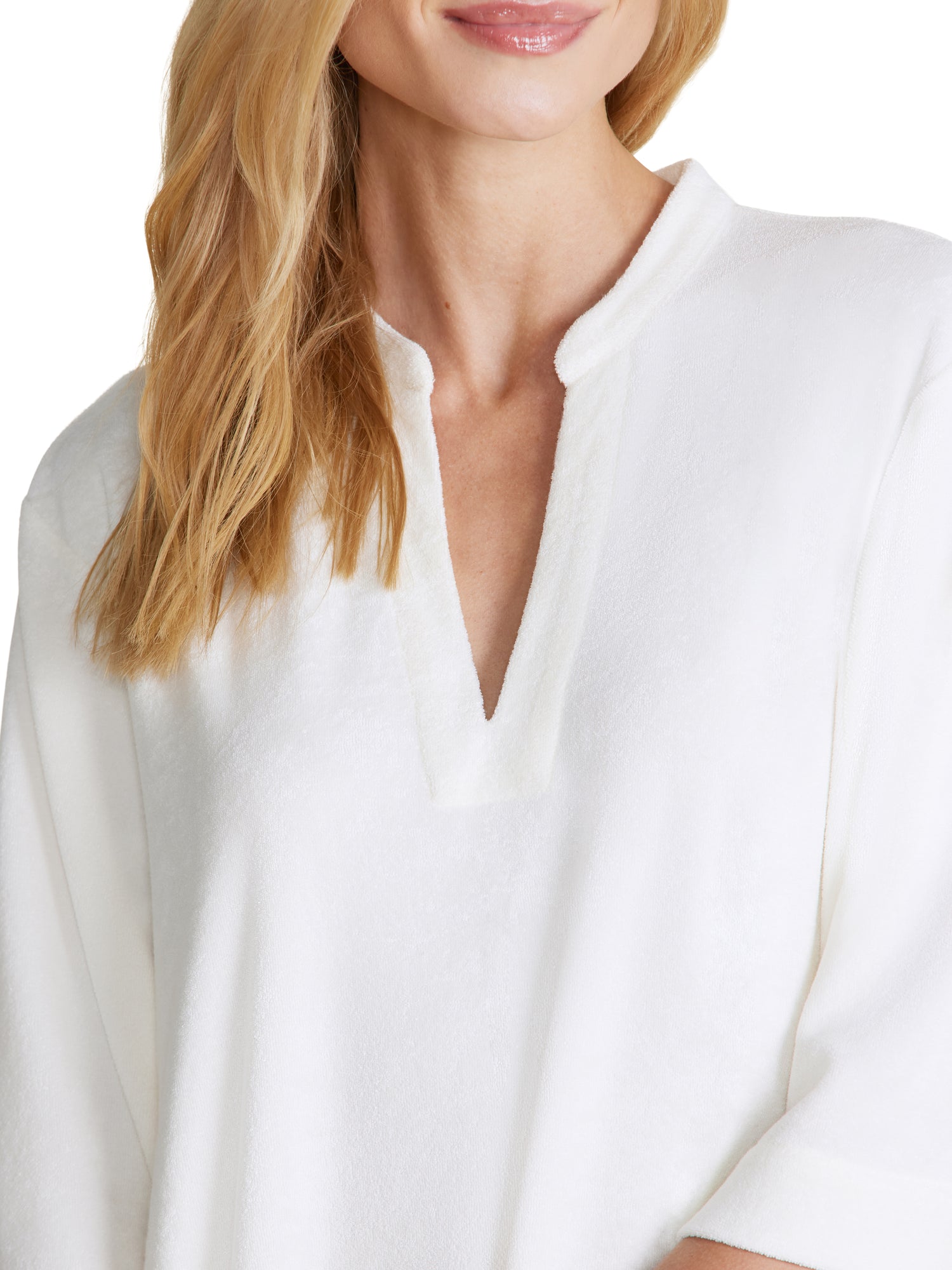 Womens | CozyTerry Placket Caftan | Pearl