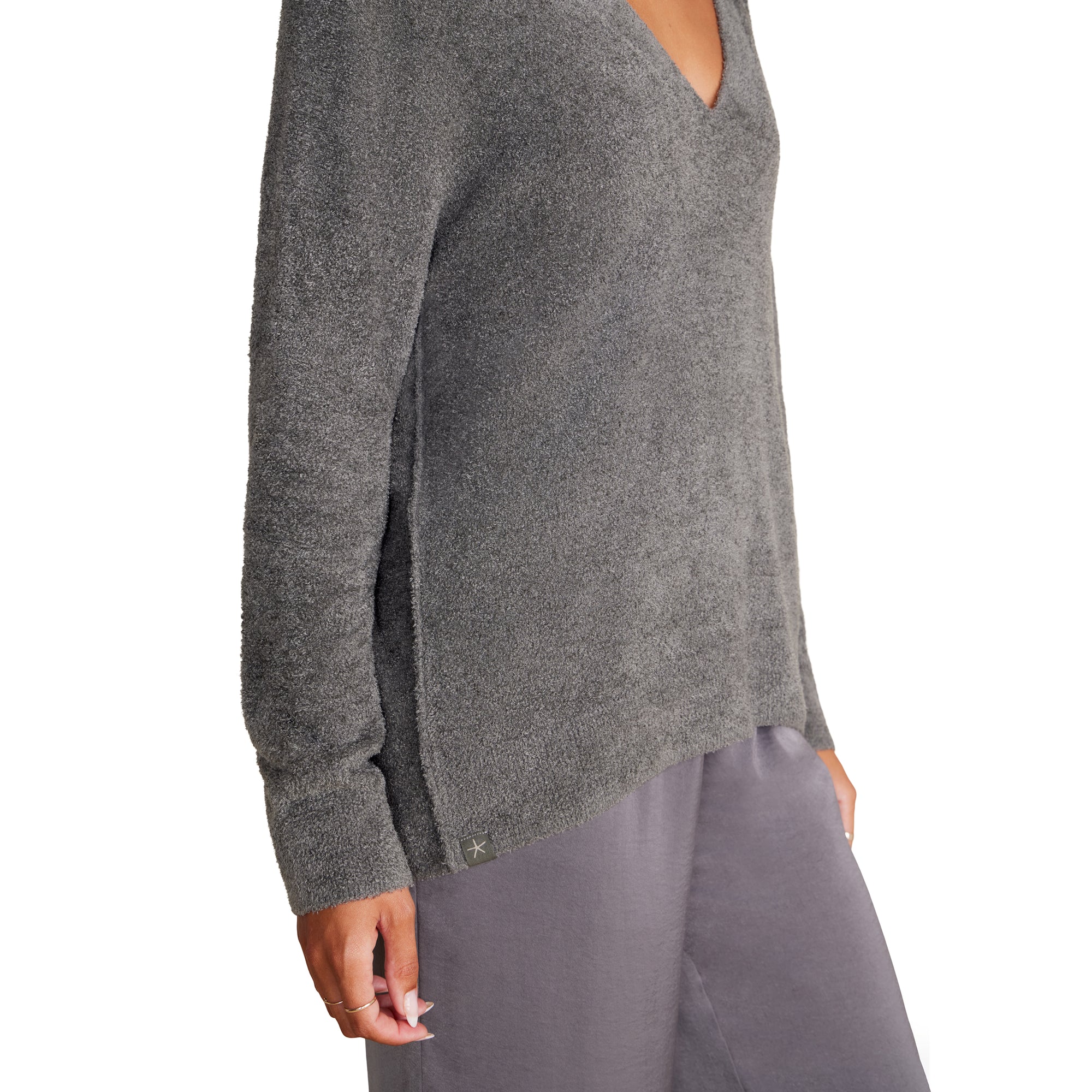 Cozychic Lite V Neck Seamed Pullover | Olive Branch