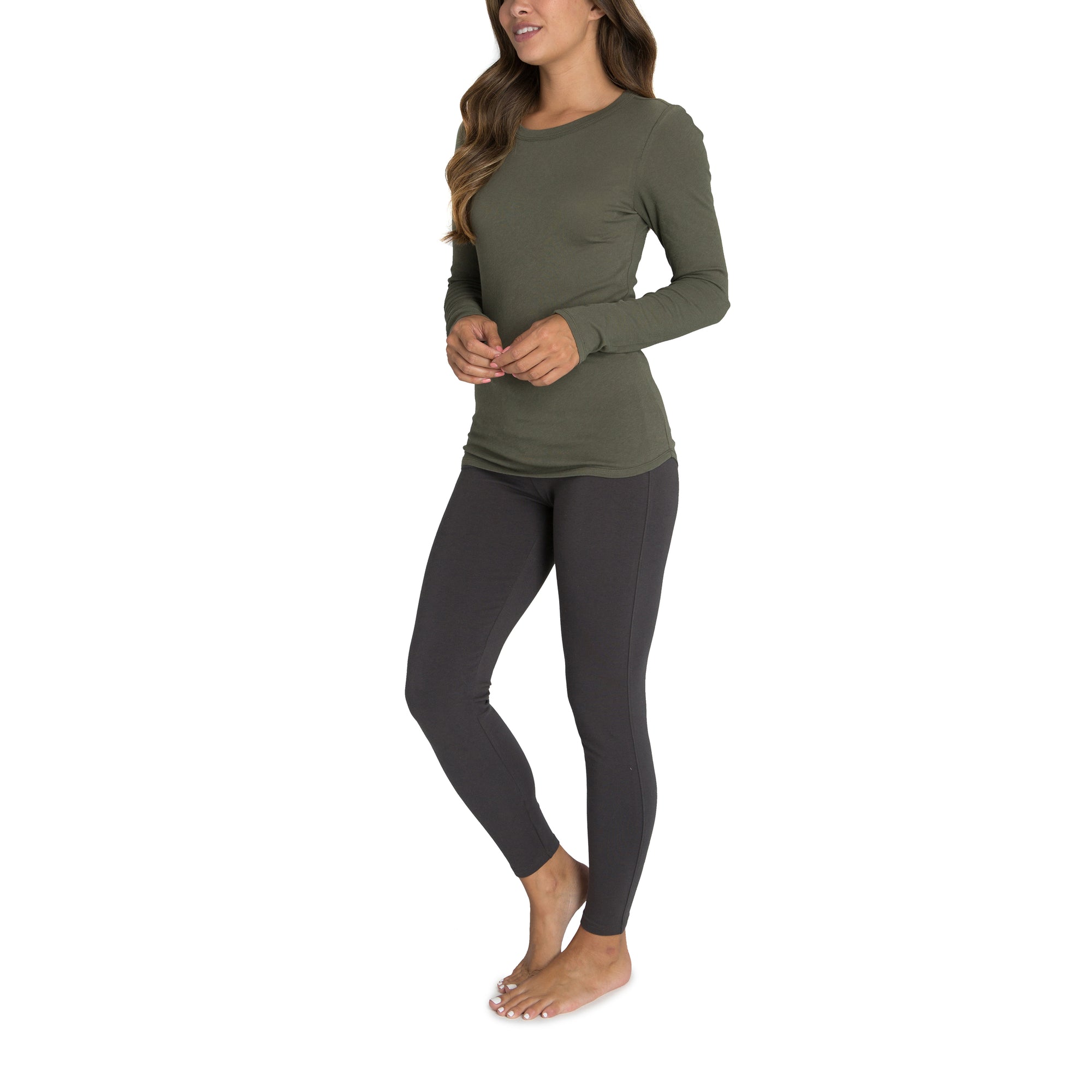 Malibu Collection WoMen's Loose Jersey Long Sleeve Tee | Olive