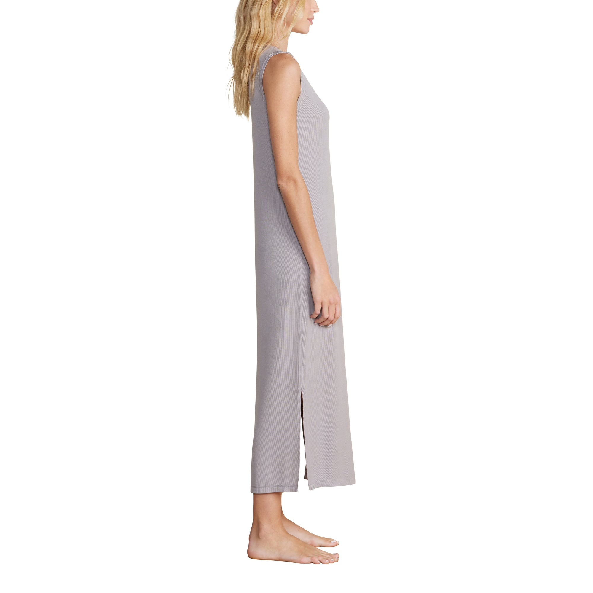 Malibu Collection Ultra Soft Rib Tank Dress | Pewter