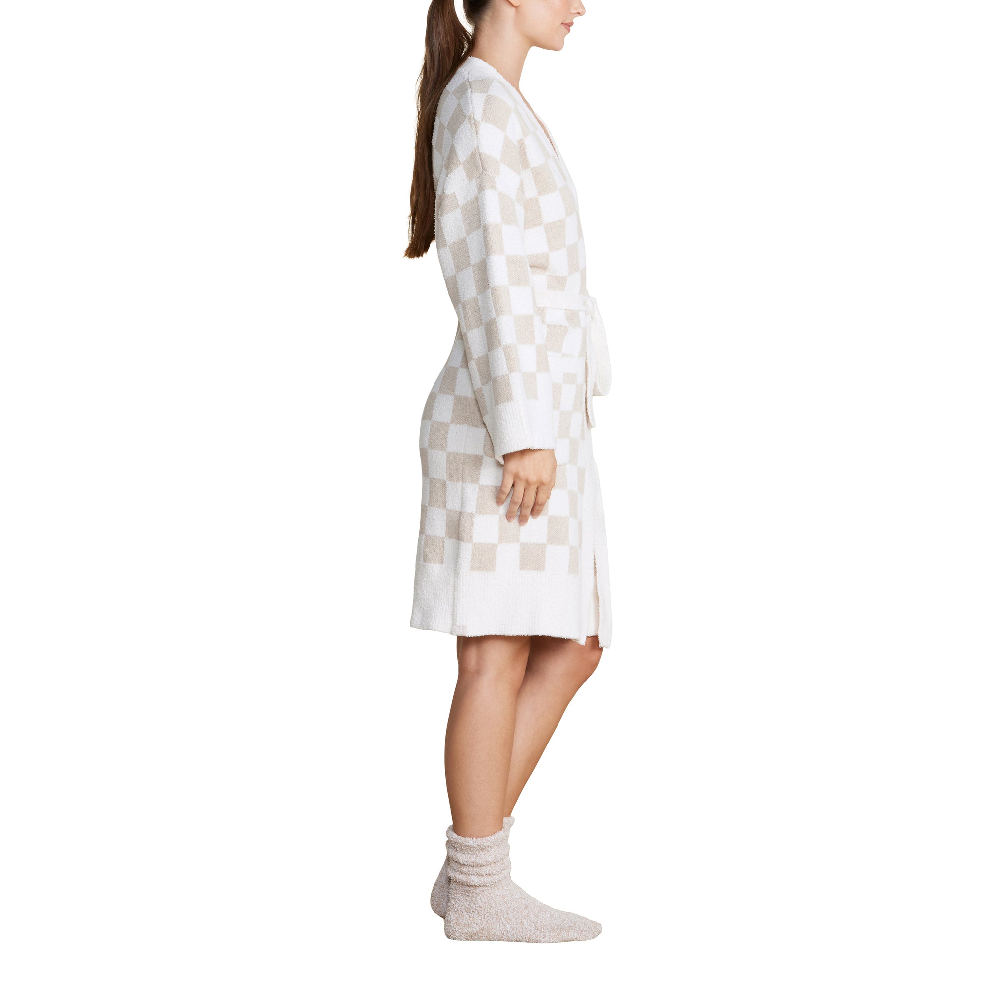 Cozychic Cotton Checkered Robe | Oatmeal/Cream