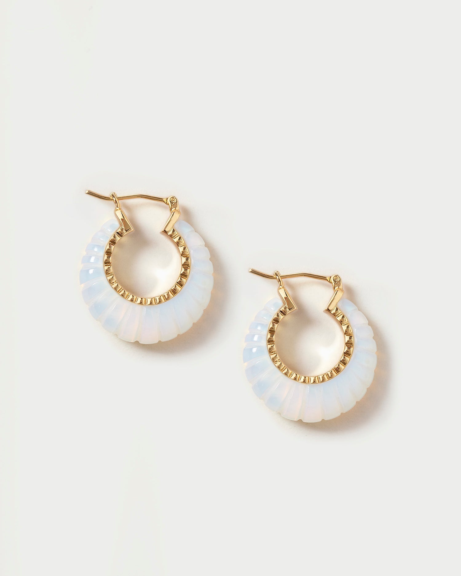 Bernadine Scallop Stone Hoop | Ivory Moonstone/Gold