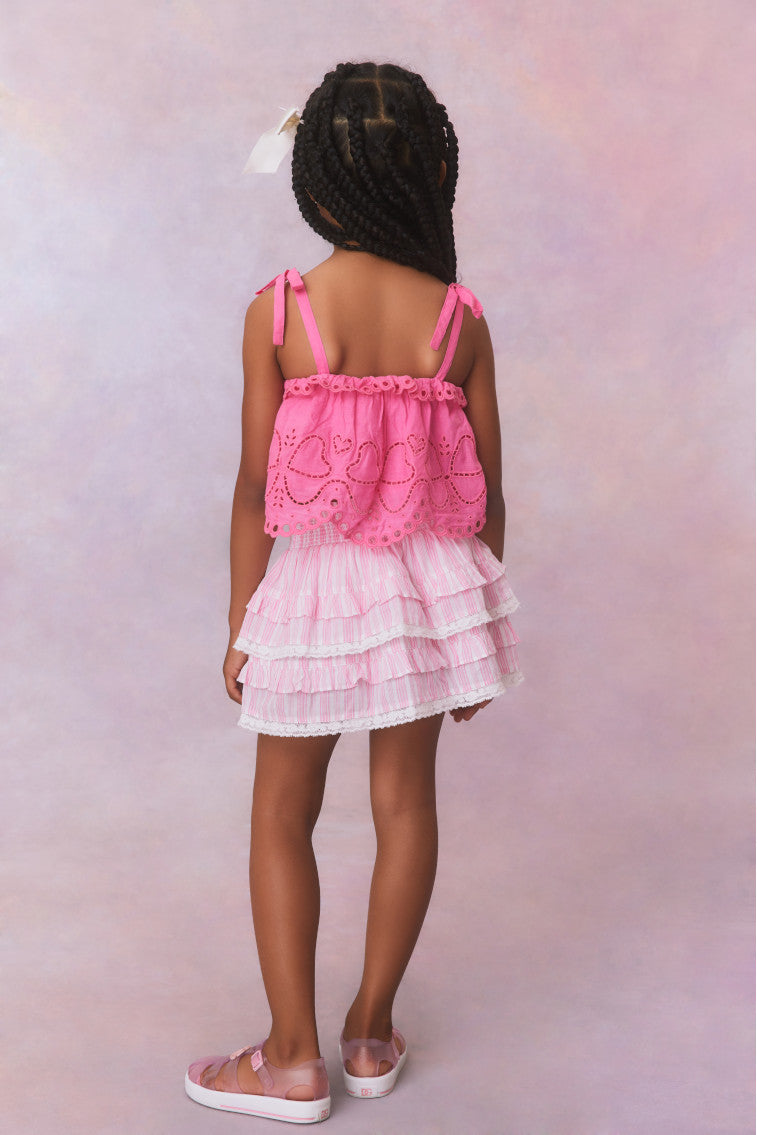 Girls | Billie Cotton Stripe Skirt | Captiva Pink