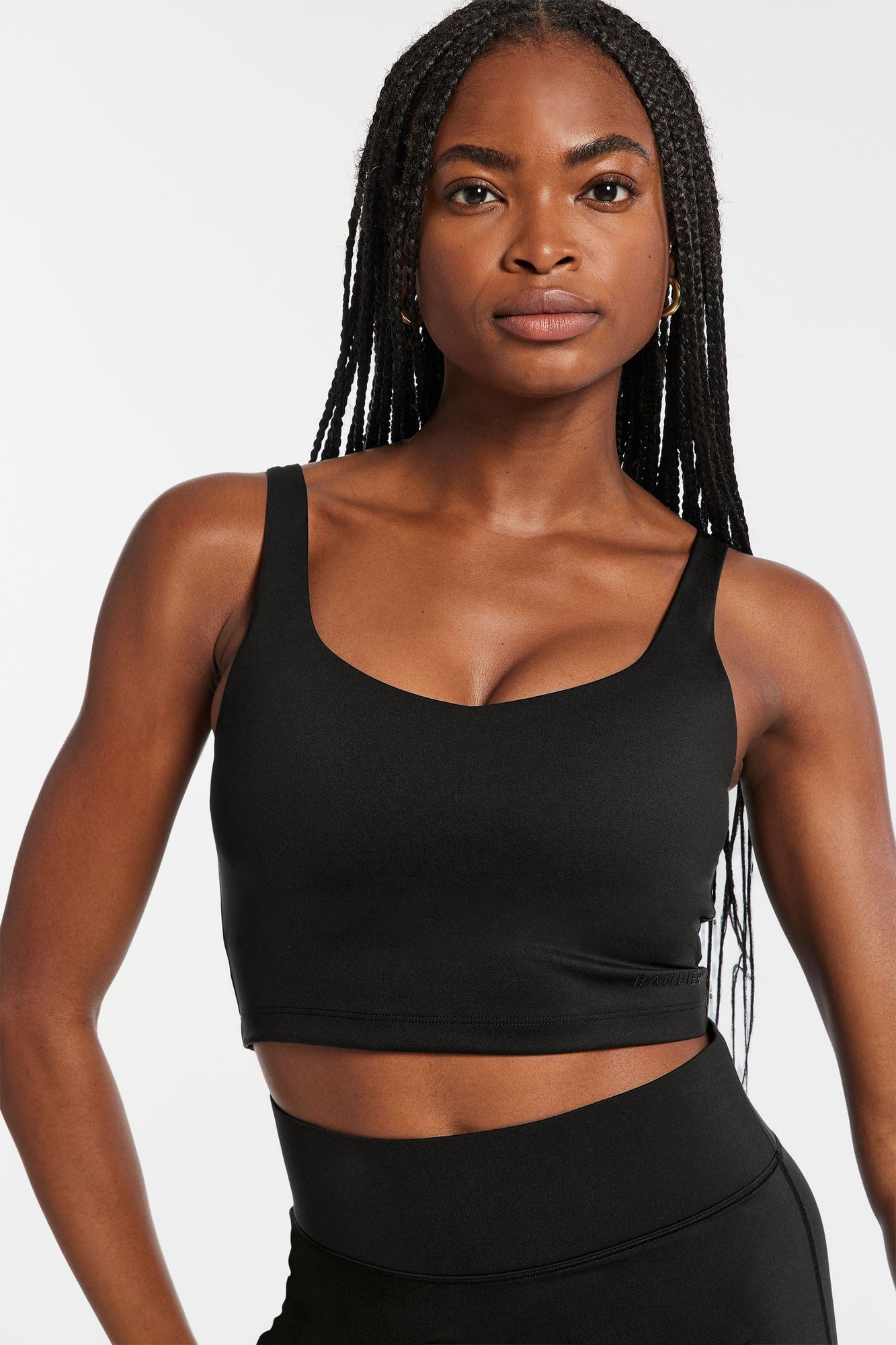 V-Neck Tempo Crop Bra | Black