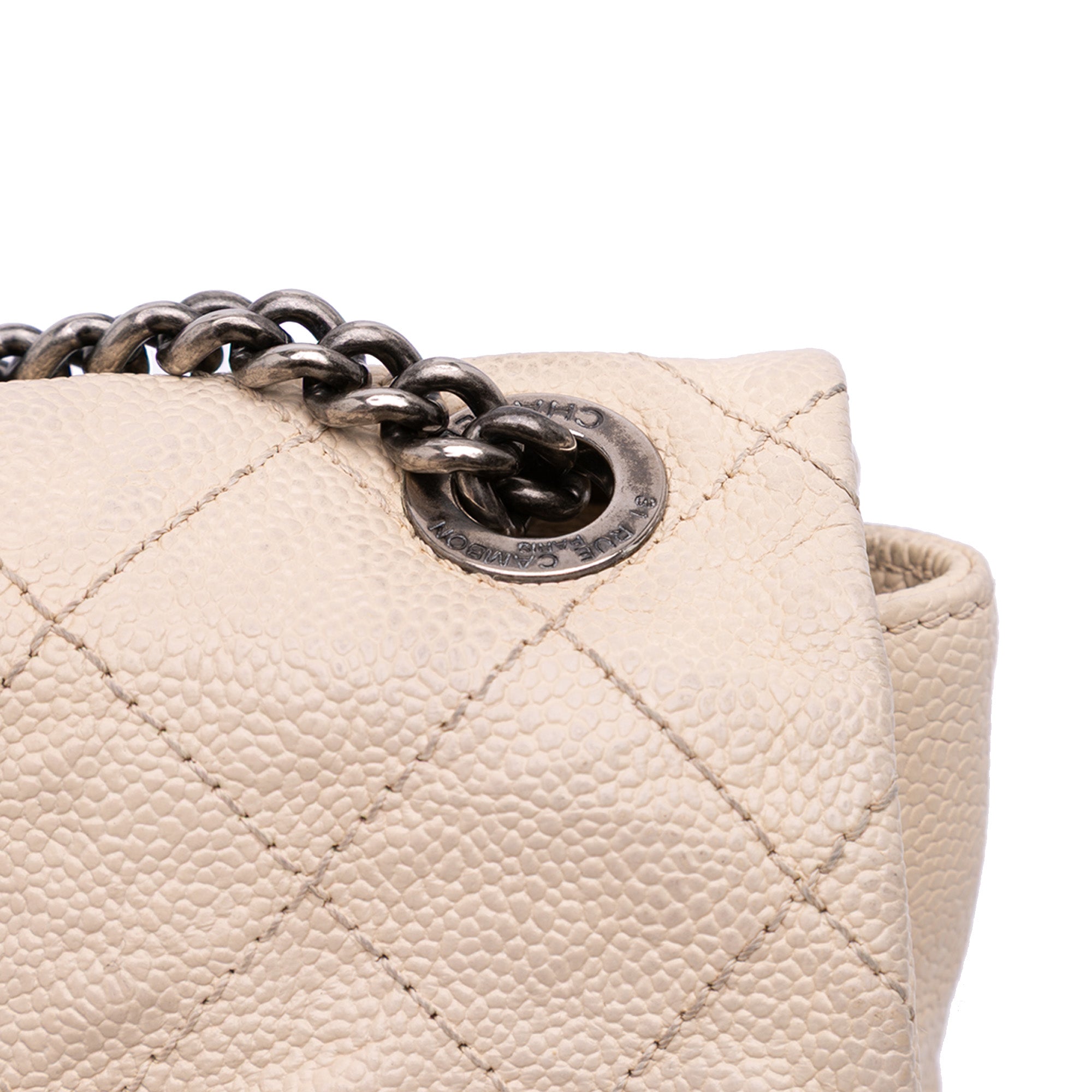 Chanel | Pre-Owned Medium Quilted Caviar Simply CC Flap | Brown/Light Beige