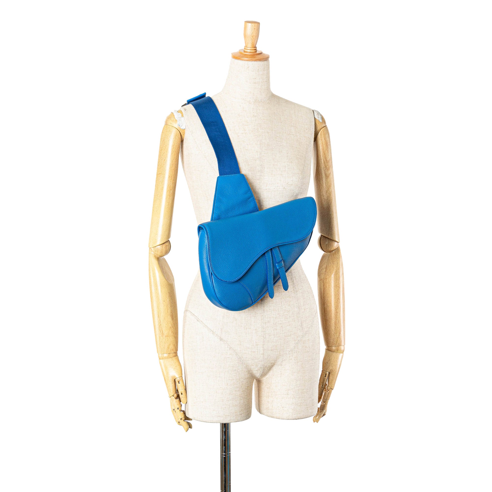 Dior | Pre-Owned Leather Saddle Crossbody | Blue