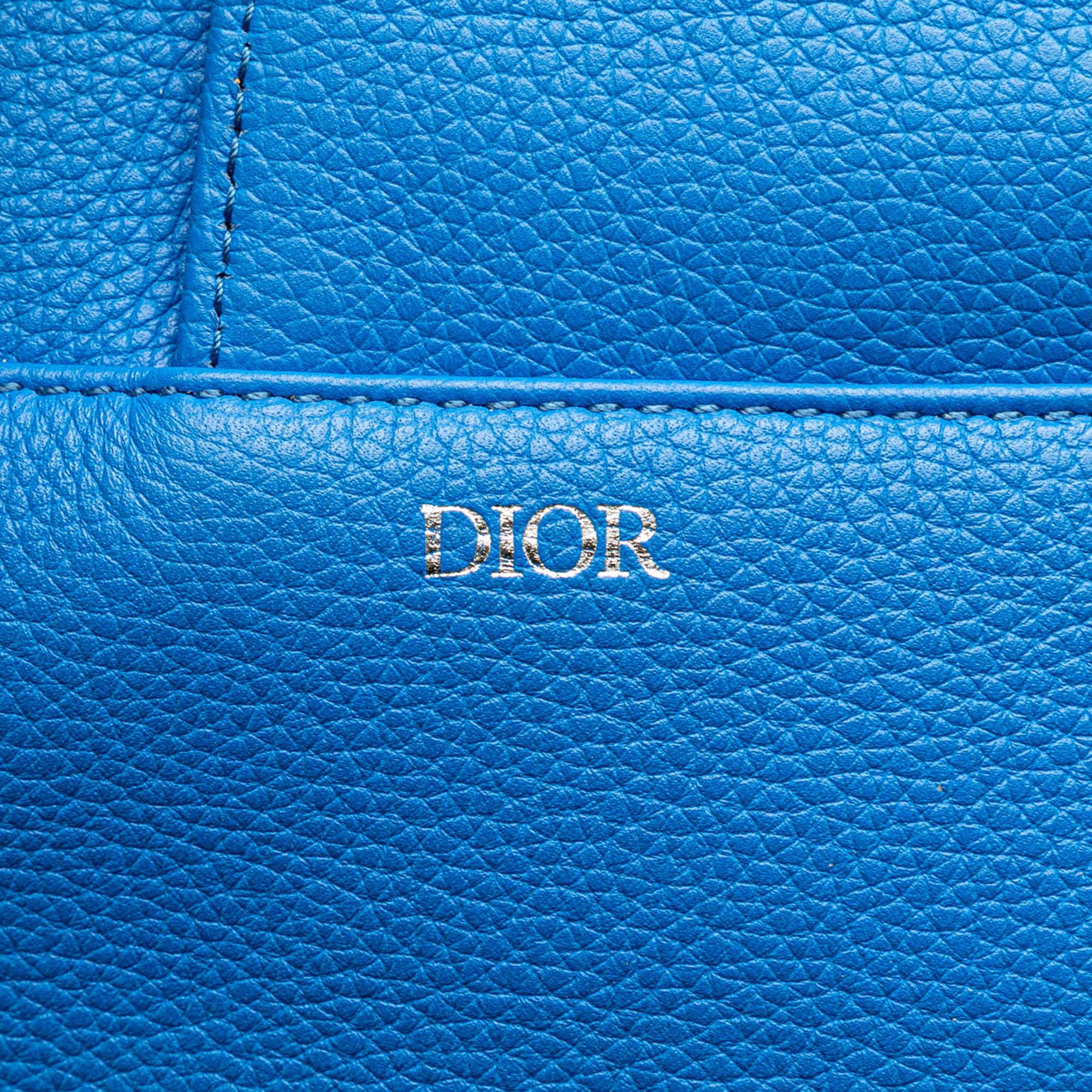 Dior | Pre-Owned Leather Saddle Crossbody | Blue