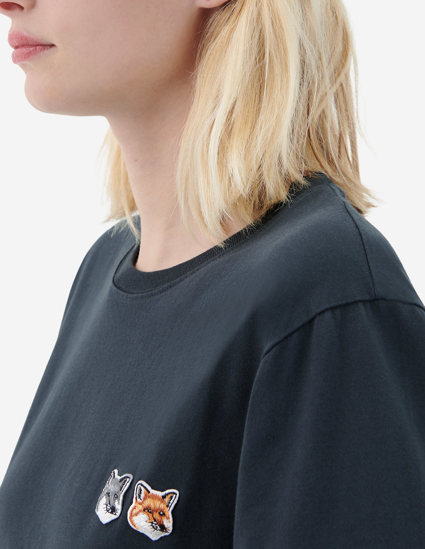 Unisex | Double Fox Head Patch Classic Tee-Shirt | Anthracite