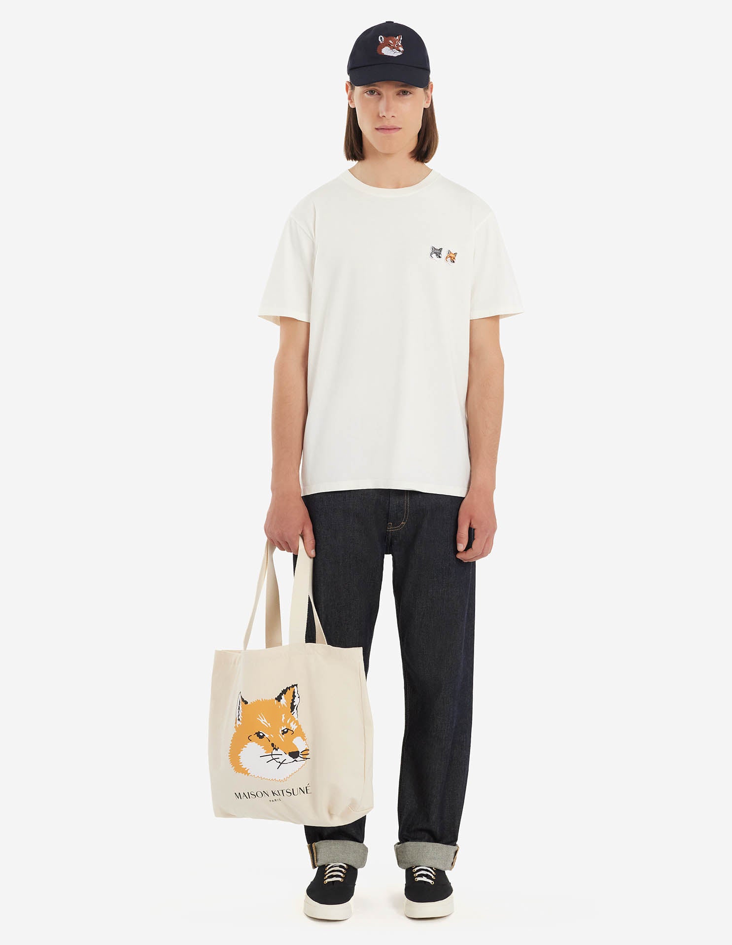 Unisex | Double Fox Head Patch Classic Tee-Shirt | Latte