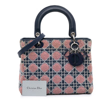 Dior | Pre-Owned Medium Lambskin And Tweed Cannage Lady | Blue/Navy