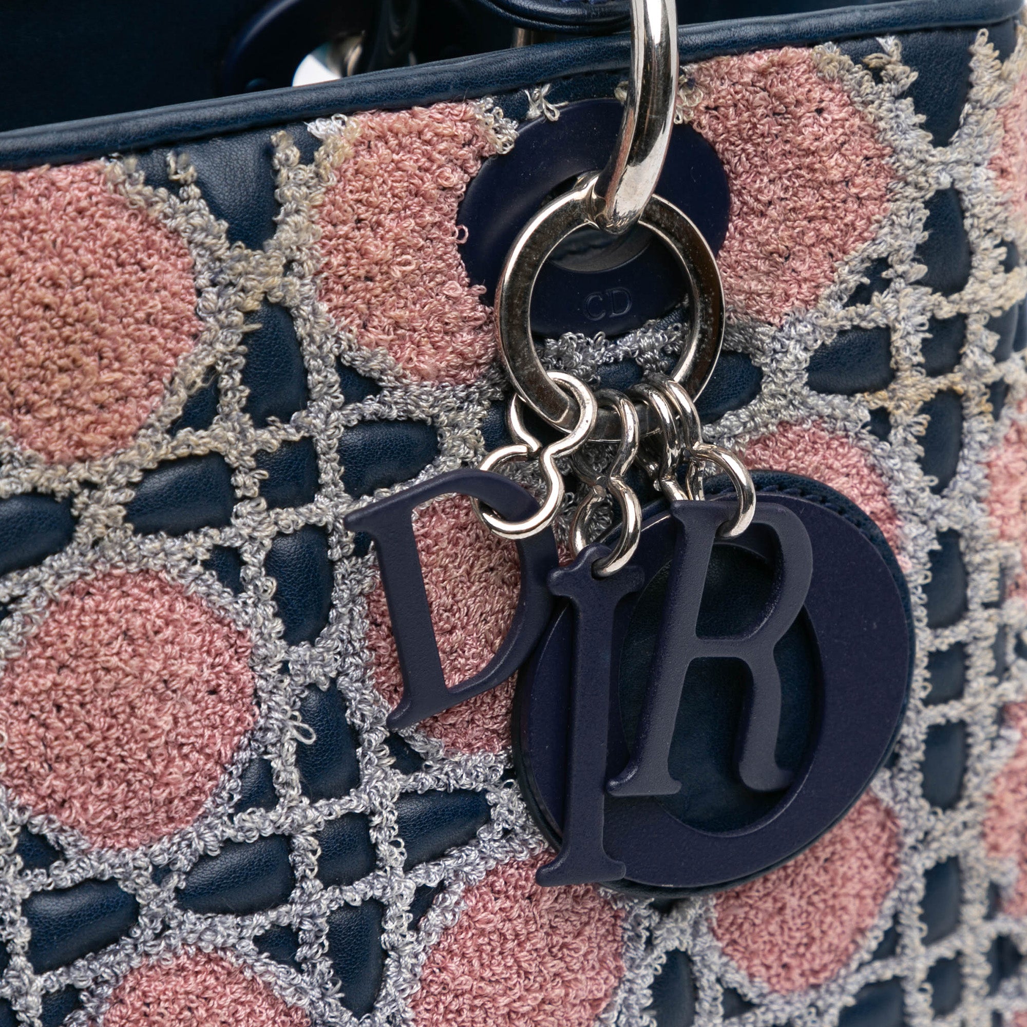 Dior | Pre-Owned Medium Lambskin And Tweed Cannage Lady | Blue/Navy