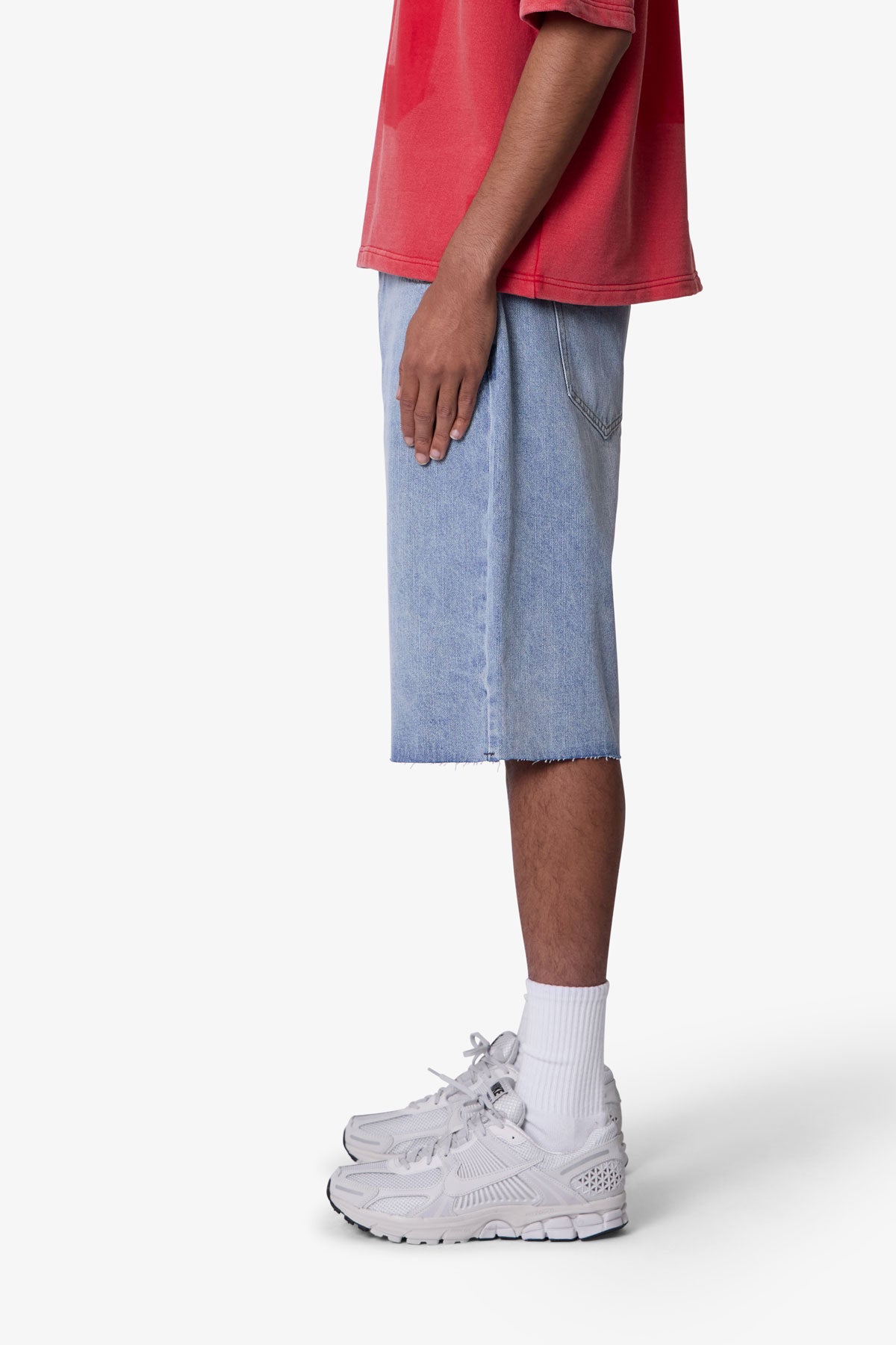 Baggy Cut Off Denim Shorts | Light Blue