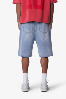 Baggy Cut Off Denim Shorts | Light Blue
