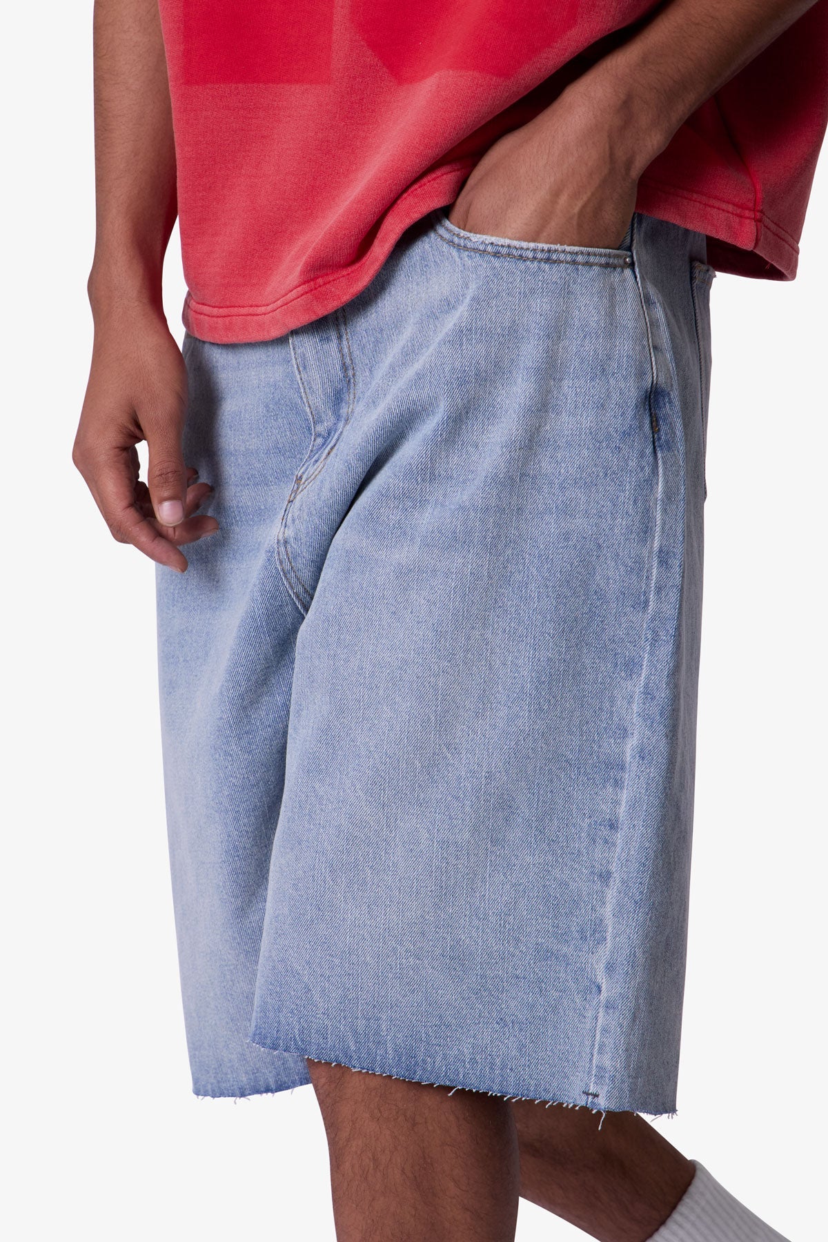 Baggy Cut Off Denim Shorts | Light Blue