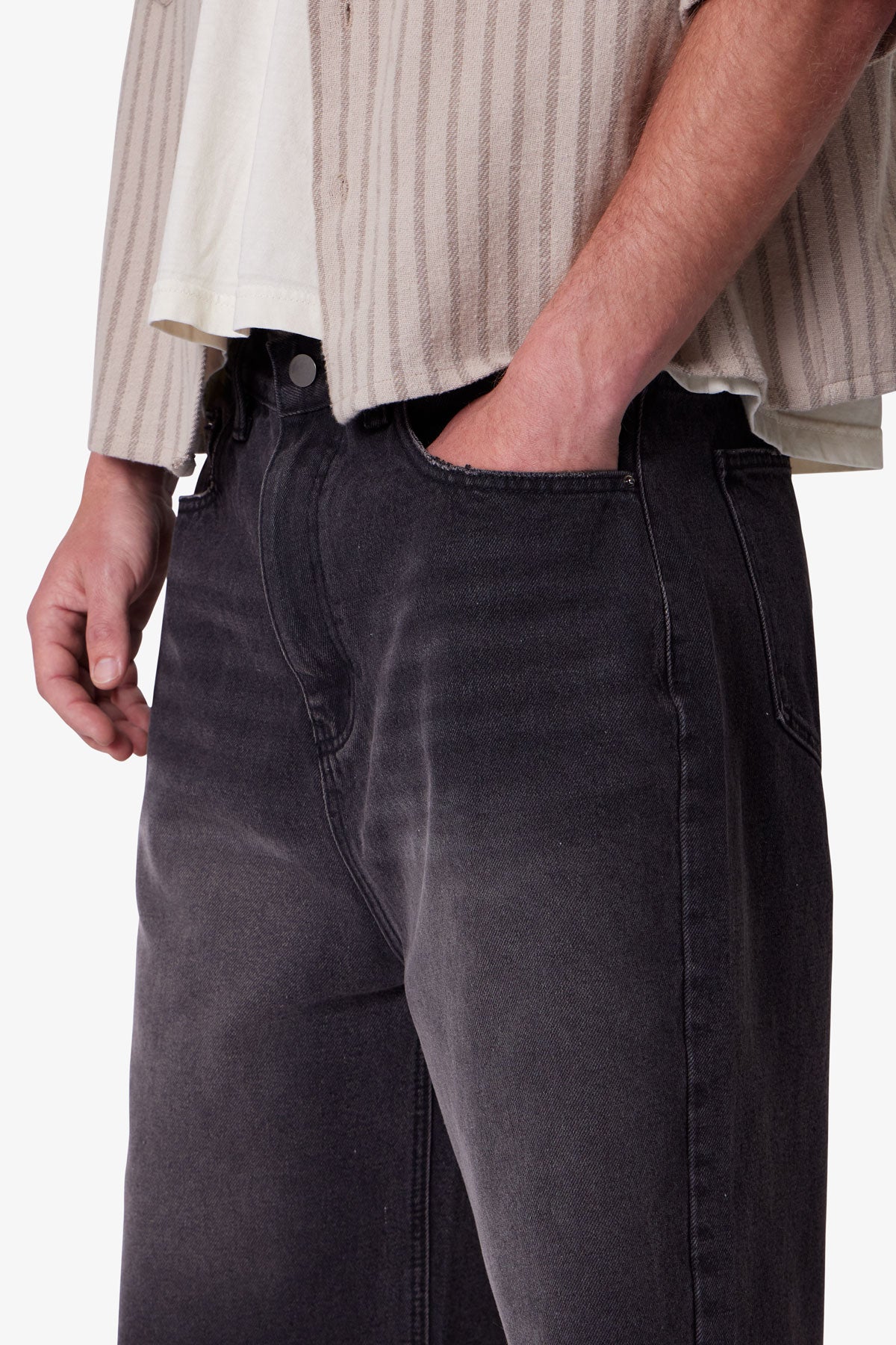 Baggy Cut Off Denim Shorts | Washed Black