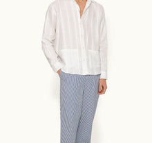 Barkley Tonal Waffle Stripe Linen Resort Overshirt Woven | White