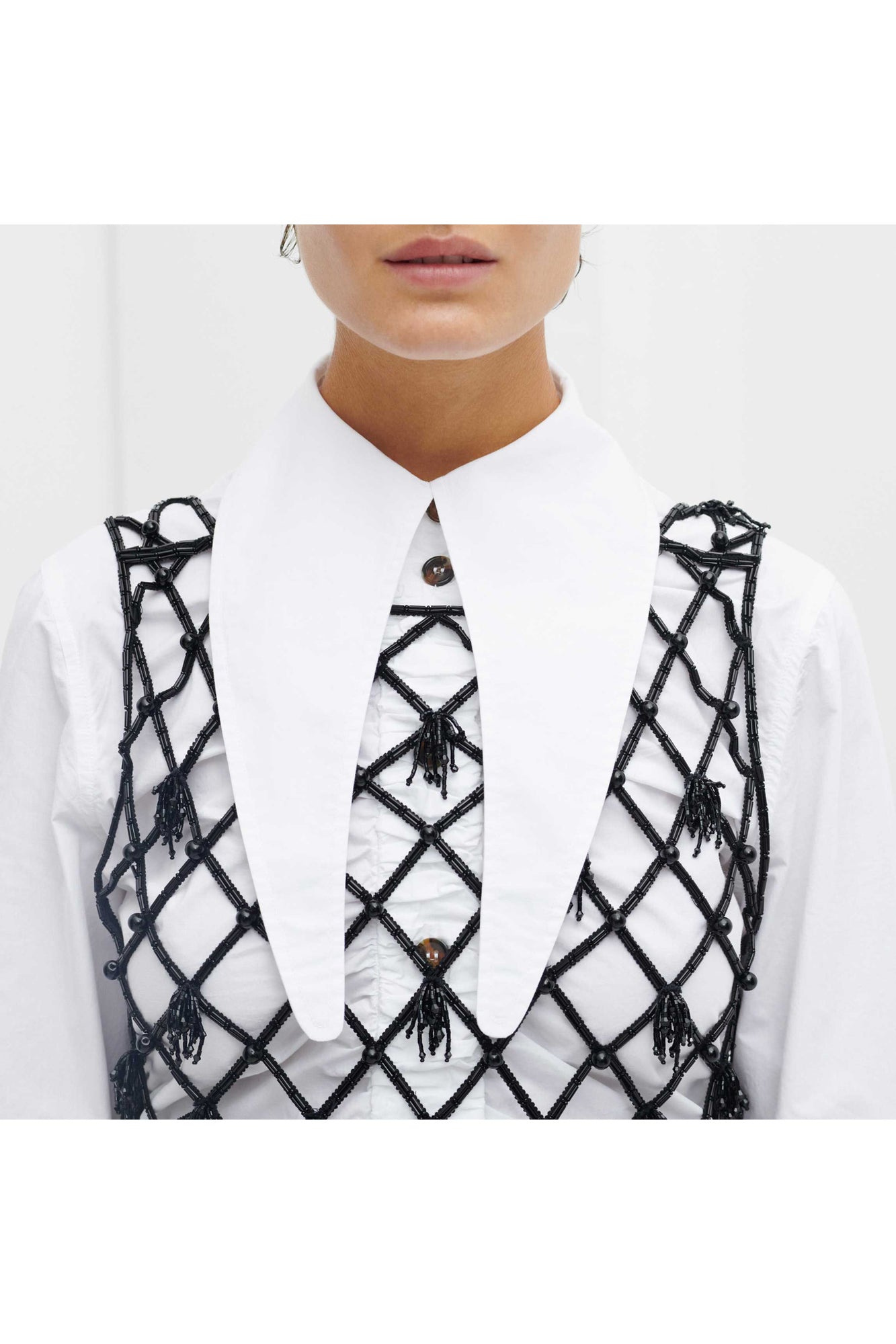 Beaded Netting Crop Top | Black