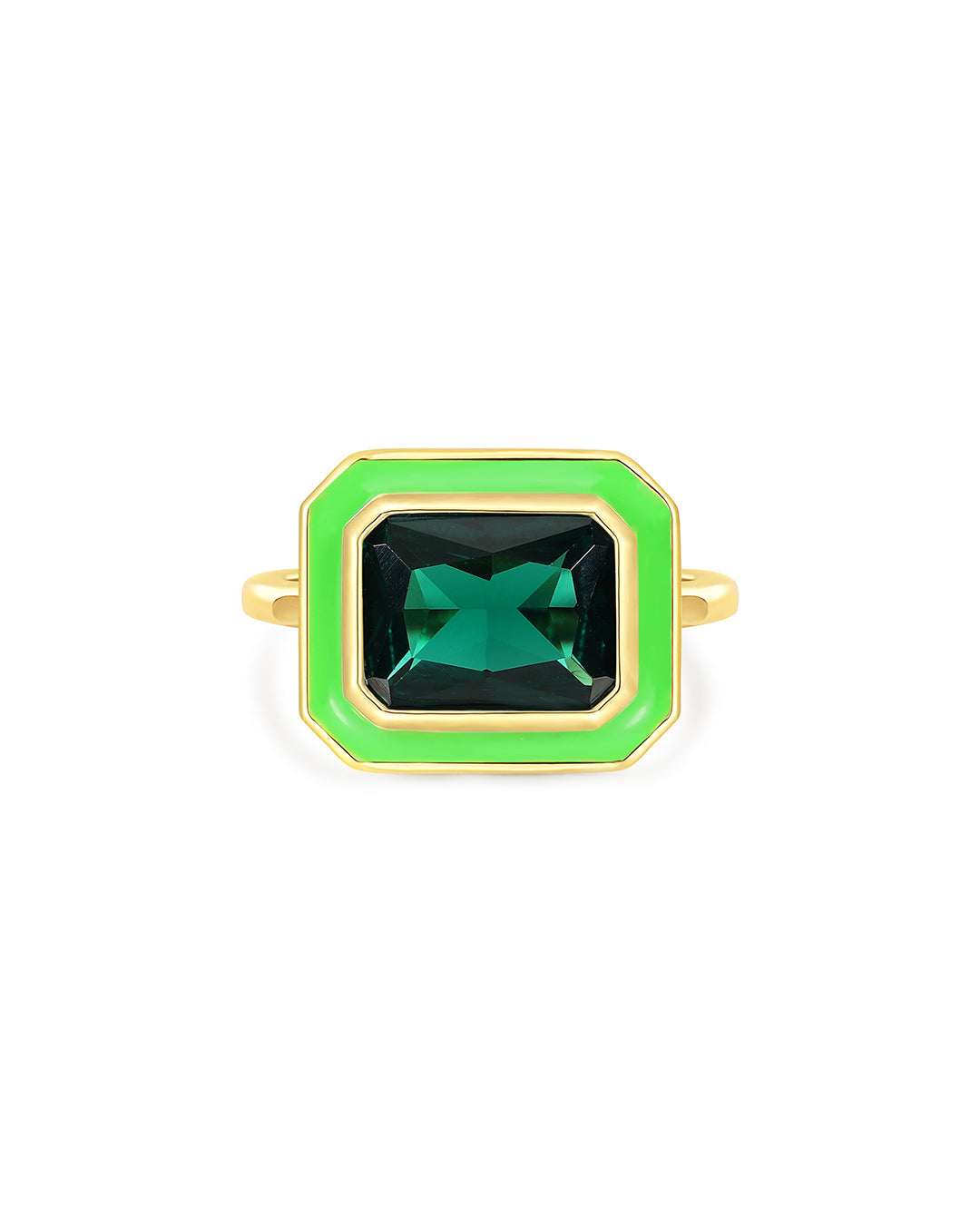 Bezel Statement Ring - Bright Green - Gold | Plated Gold