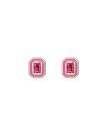 Bezel Studs - Hot Pink - Silver | Plated Silver