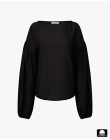 Billow Sleeve Boat Neck Top | Black