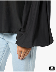 Billow Sleeve Boat Neck Top | Black