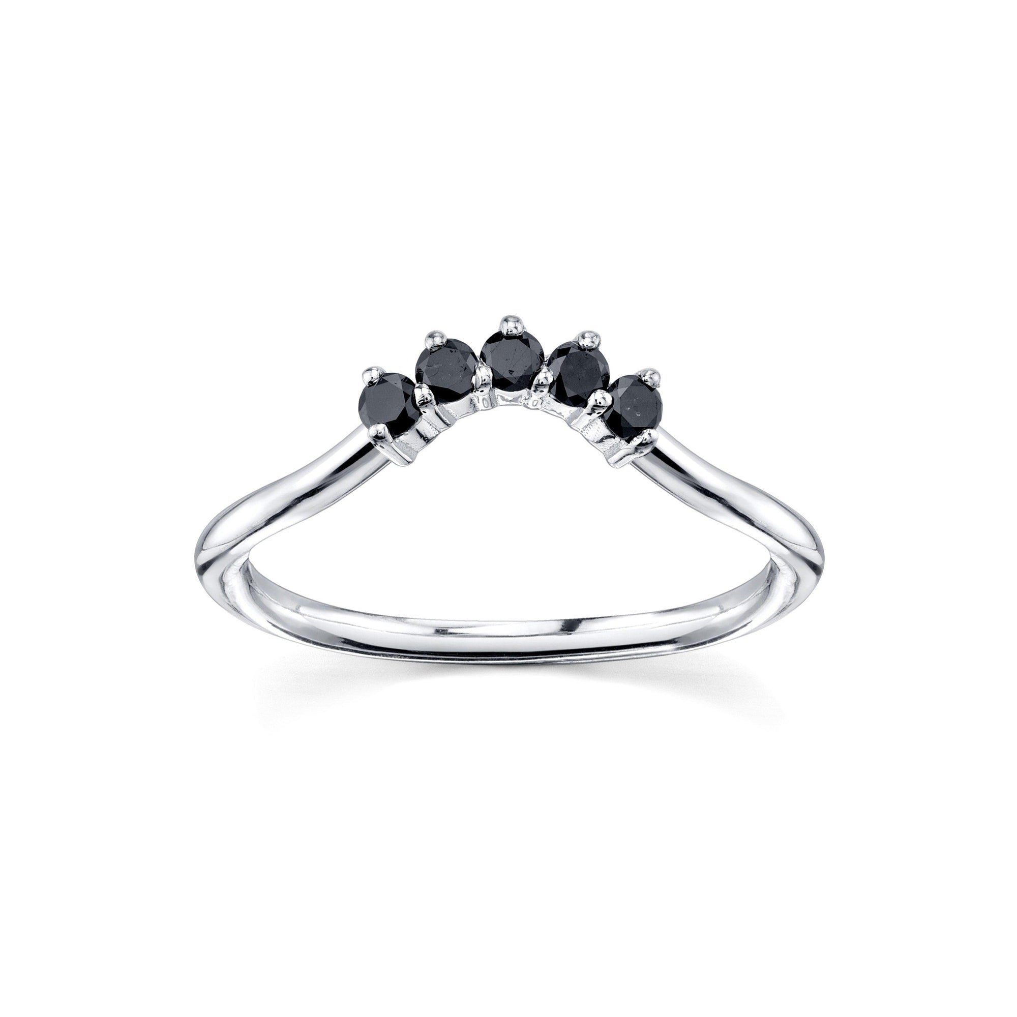 Women | Black Diamond Crown Ring | 14k White Gold