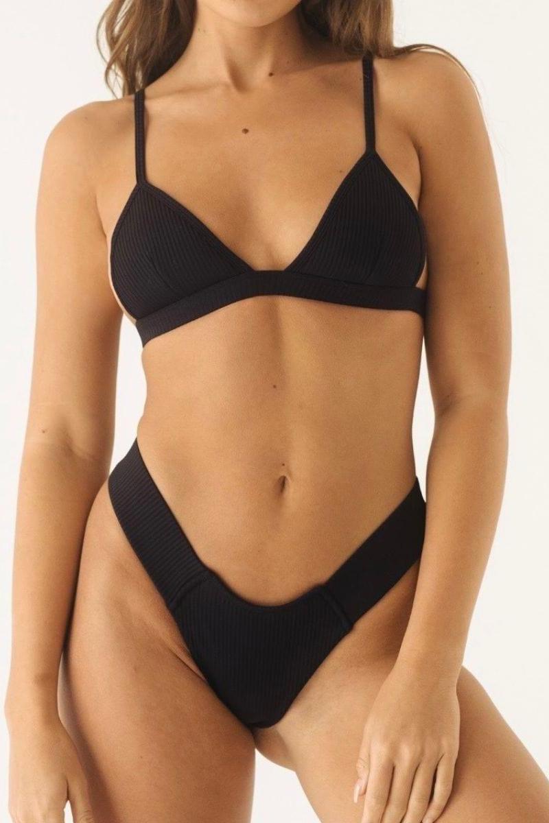 Hunter Triangle Bikini Top | Black Rib