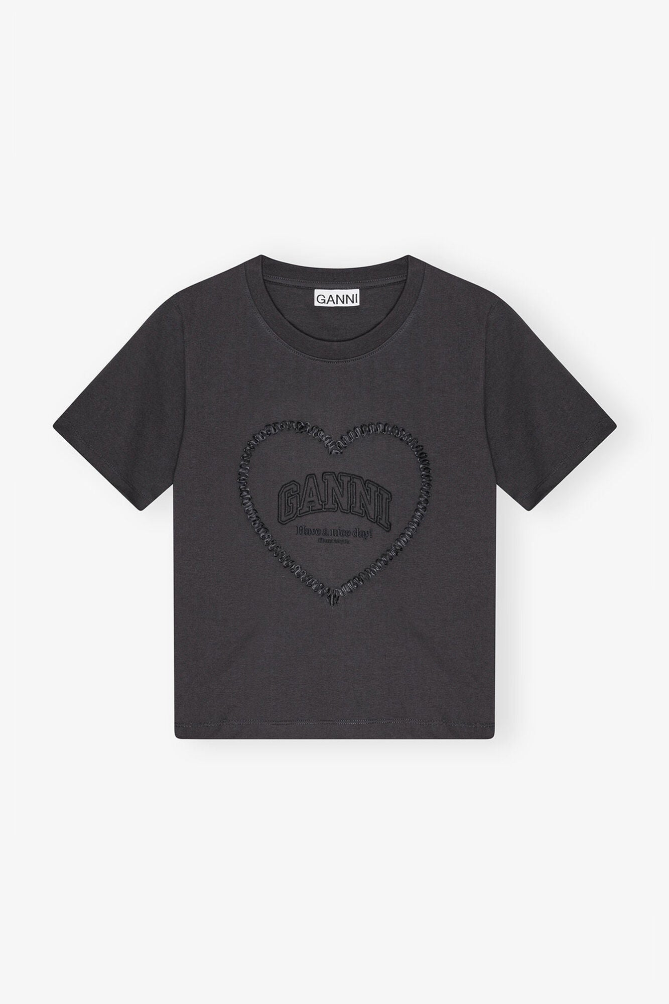 Black Cropped Heart T Shirt | Phantom