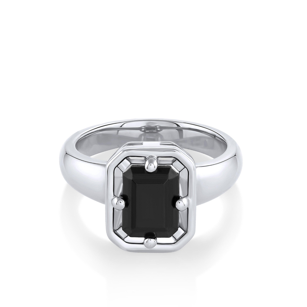 Women | Black Onyx Georgia Ring | 14k White Gold