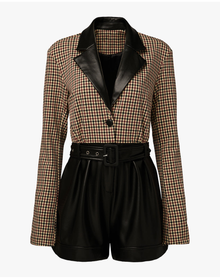 Blazer Romper | Plaid x Black
