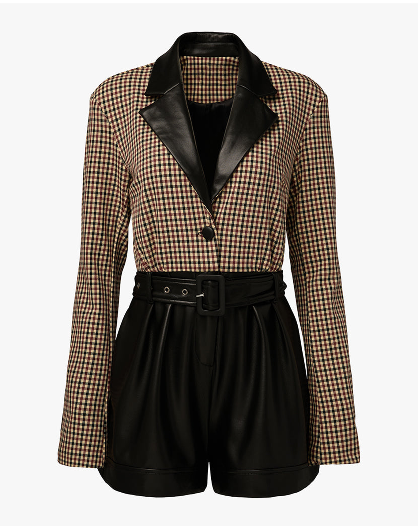 Blazer Romper | Plaid x Black