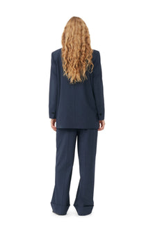 Blue Drapey Melange Blazer | Sky Captain