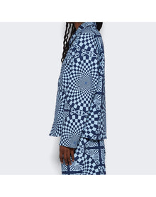 Bluemarble | Men | Folk Checkerboard Print Overshirt | Blue