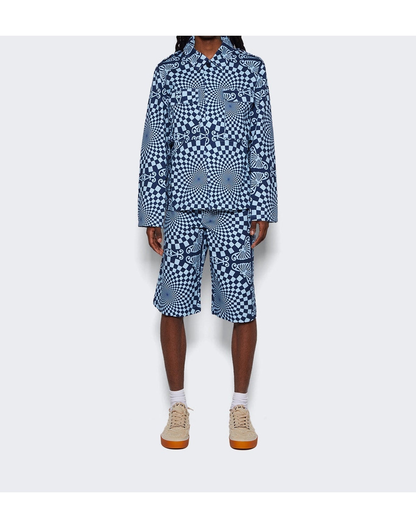 Bluemarble | Men | Folk Checkerboard Print Shorts | Blue