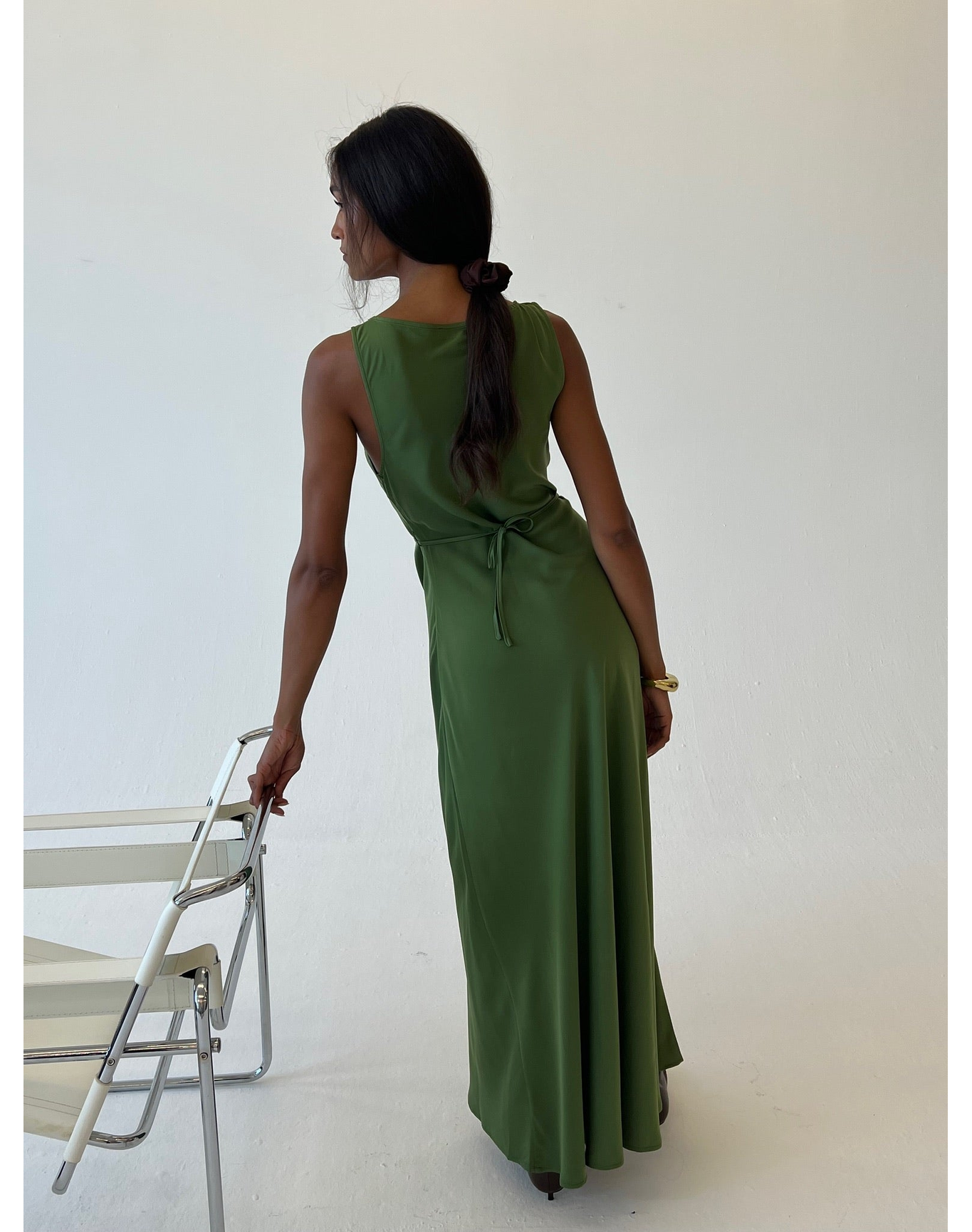 Boat Neck Slip Dress | Hunter Green