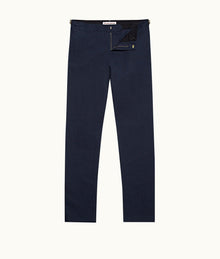 Bodnant Tailored Fit Cotton & Linen Trousers | Navy