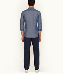 Bodnant Tailored Fit Cotton & Linen Trousers | Navy
