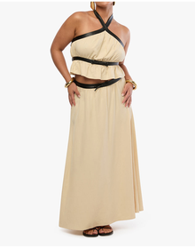 Bow Maxi Skirt | Wood Ash x Black